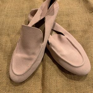 Light pink leather suede flats